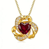 10K 14K 18K Gold 12 Months Birthstones  Love Knot Pendant Necklace