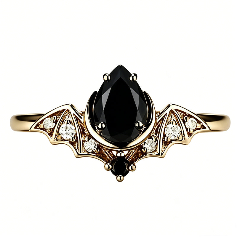 Sterling Silver 10K  14K  18K Gold 1CT-4CT Black Onyx Engagement Ring Gothic Wedding Promise Ring
