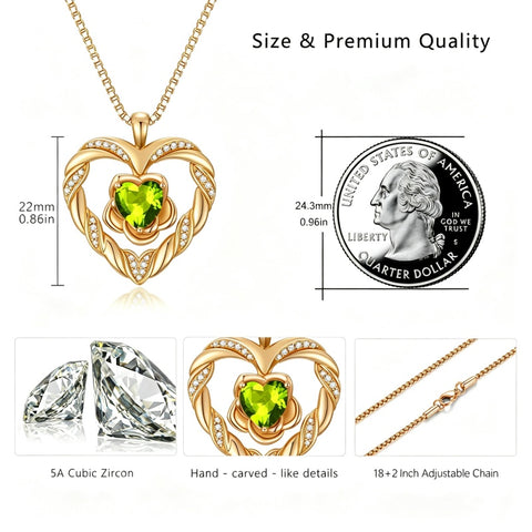 14K Gold Plated  Birthstone Rose Flower Heart Necklaces for Women  Birthday Christams Valentine's Day Jewelry Gift
