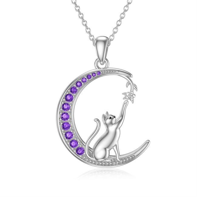Cat Necklace Sterling Silver Cat Jewelry Cat Gift for Women Girls and Cat Lovers