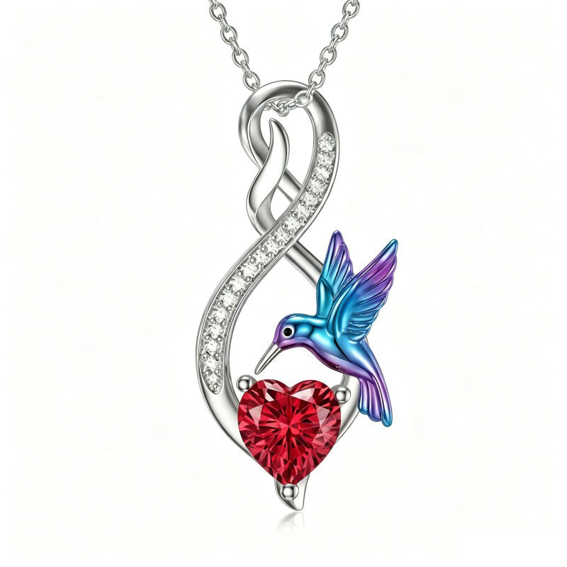 Sterling Silver 12 Month Birthstone Infinity Heart Animal Pendant Necklace Christmas Birthday Jewelry Gift