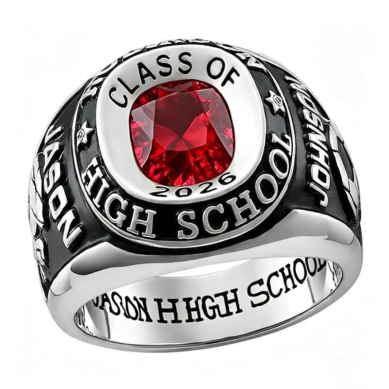 Copper Sterling Silver Custom Birthstone Class Ring for Men