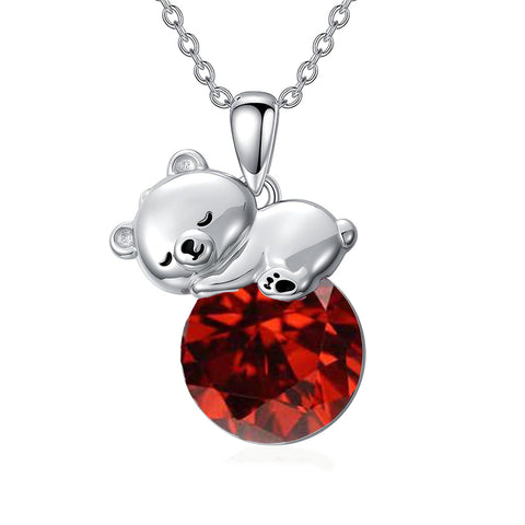Sterling Silver Cubic Zirconia Teddy Bear Pendant Necklace Christmas Gifts for Women
