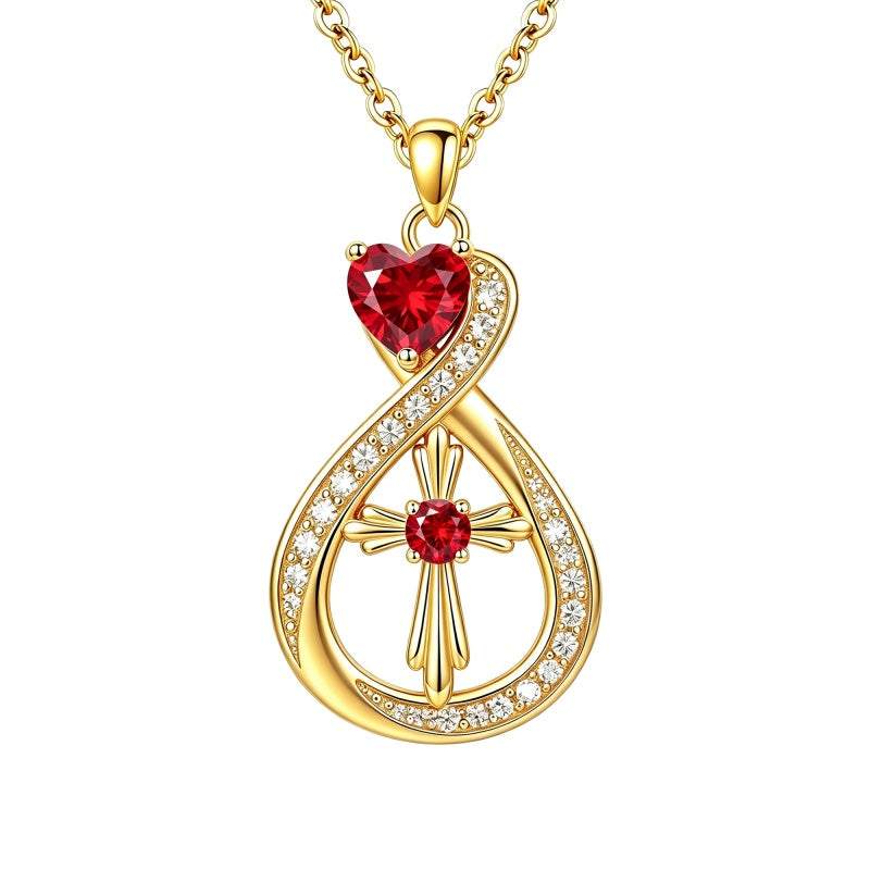 14K Gold Plated Infinity Birthstone  Butterfly Cross Necklace for Women
