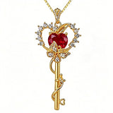 Birthstone Infinity Heart 14K Gold Plated Butterfly Key Pendant Necklace Gift for Her