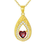 Vintage Teardrop Birthstone 14K Yellow Gold Plated Pendant Necklace for Women
