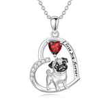 Sterling Silver 12 Month Birthstone Schnauzer Chihuahua Pitbull Pug Pendant Necklace for Women