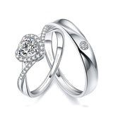 Sterling Silver Cubic Zirconia Endless Love Matching Set Couple Rings