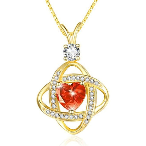 14K Gold Plated Heart Birthstone Infinity Pendant Necklace for Women Anniversary Christmas Birthday Gifts