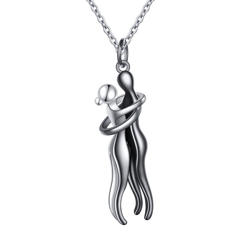 Sterling Silver Hug Couple Pendant Necklace Gift– romanticwork