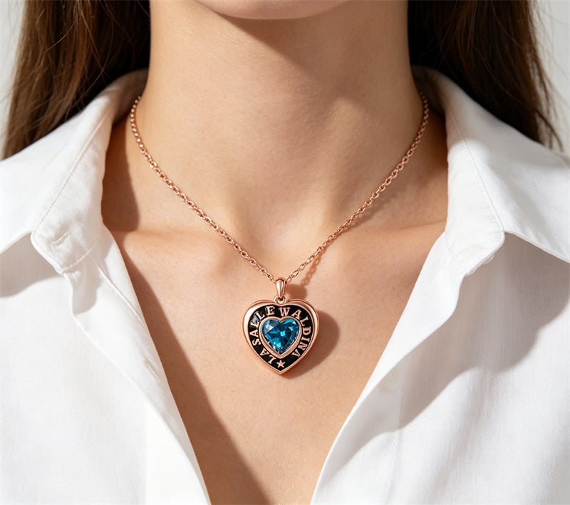Copper Sterling Silver Personalized Birthstone Engraved Graduation Necklace for Class of 2026