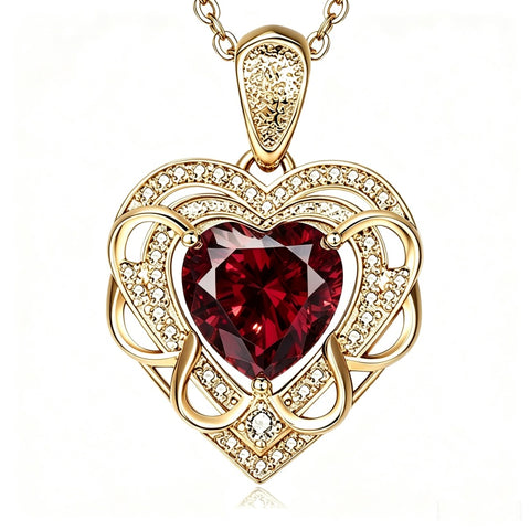 14K Gold Plated Heart Birthstone Heart Necklace for Women Fashion Wedding Anniversary Birthday Gifts