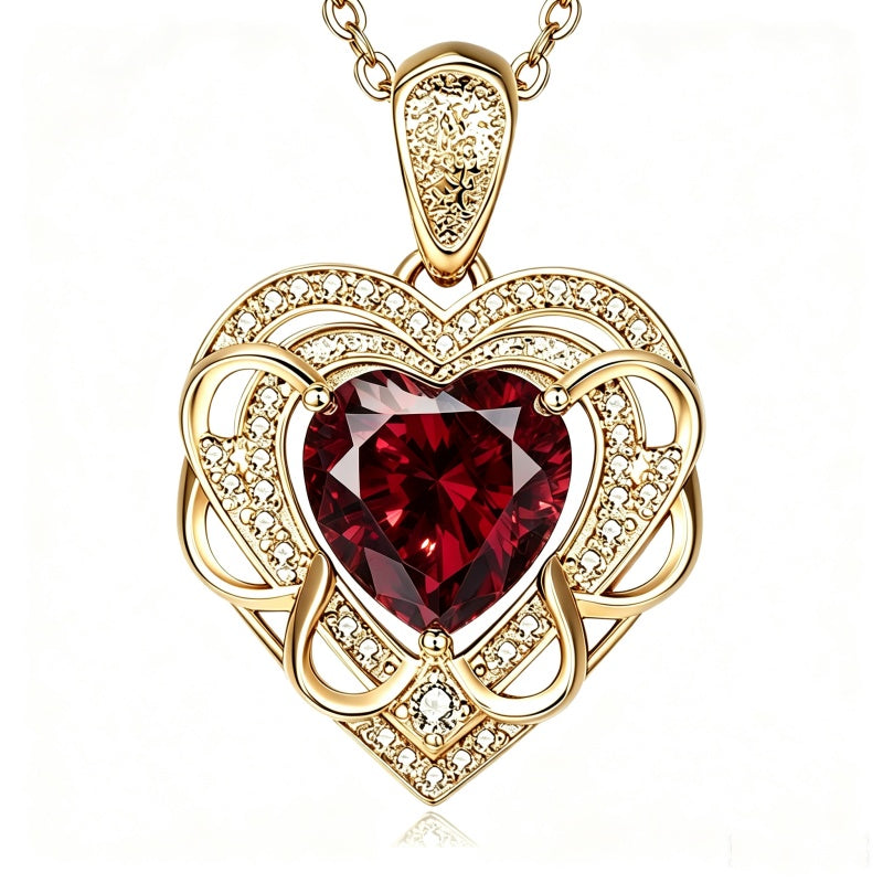 14K Gold Plated Heart Birthstone Heart Necklace for Women Fashion Wedding Anniversary Birthday Gifts