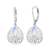 Filigree Tree of Life Earrings Sterling Silver Leverback Teardrop Dangle Drop Earrings Jewelry Gifts for Women Girls