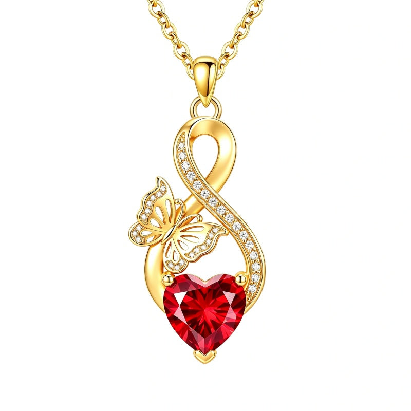 14K Gold Plated Infinity Birthstone  Butterfly Cross Necklace for Women