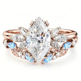 Sterling Silver 10K 14K 18K Gold 1CT-4CT Heart Round Teardrop Oval Moissanite Engagement Rings Set for Women