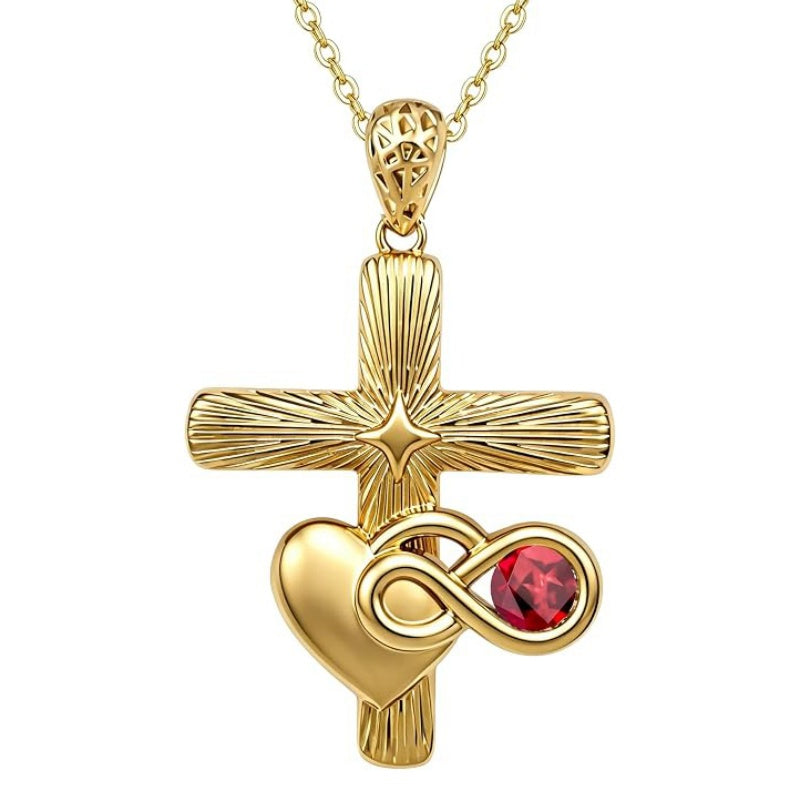 14K Gold Plated Cubic Zirconia Infinity Heart Pendant Necklace for Women