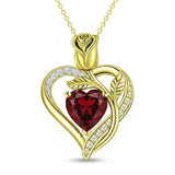 14K Gold Plated 12 Months Birthstone Rose Flower Pendant Necklace Anniversary Birthday Gift