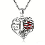 Sterling Silver Black Heart Skeleton Necklace With Engraved