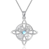 Sterling Silver Witches Knot Necklace Celtic Knot Moonstone Witchcraft Jewelry Gifts for Women Girls