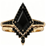 Sterling Silver 10K  14K  18K Gold 1CT-4CT Black Onyx Engagement Ring Gothic Wedding Promise Ring
