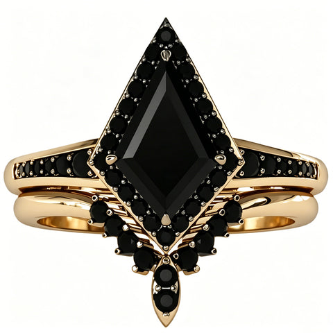 Sterling Silver 10K  14K  18K Gold 1CT-4CT Black Onyx Engagement Ring Gothic Wedding Promise Ring