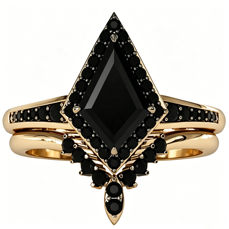 Sterling Silver 10K  14K  18K Gold 1CT-4CT Black Onyx Engagement Ring Gothic Wedding Promise Ring
