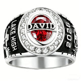 Copper Sterling Silver Personalized Birthstone Engraved High School and College Class Ring