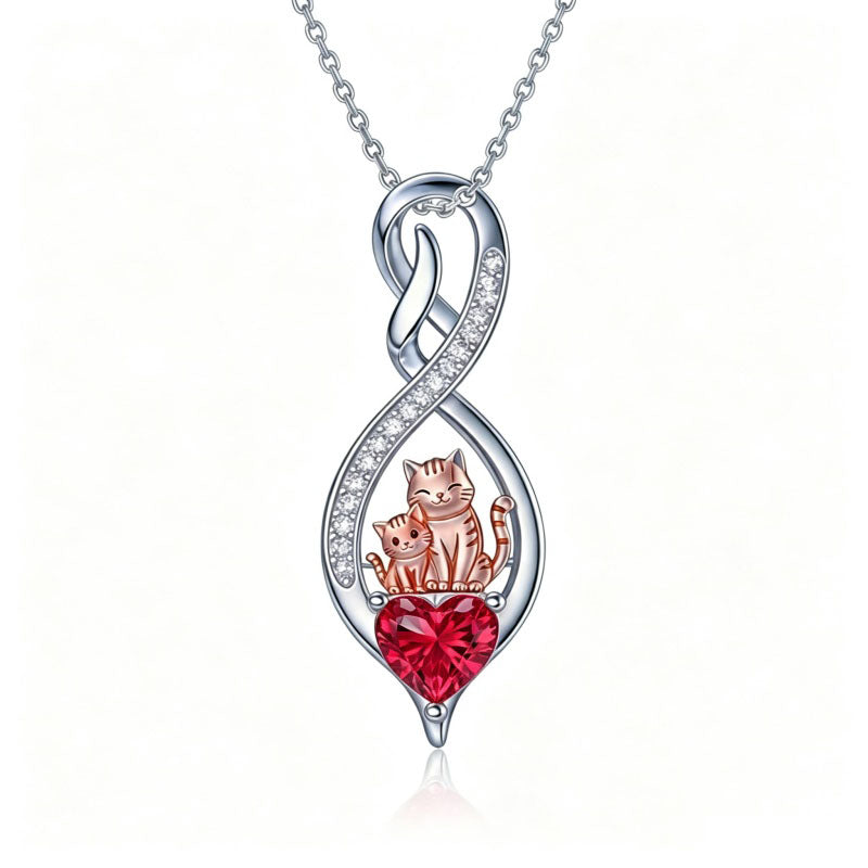 Sterling Silver 12 Month Birthstone Infinity Heart Animal Pendant Necklace Christmas Birthday Jewelry Gift