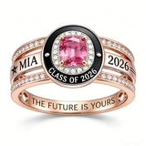 Sterling Silver Personalized Birthstone Class Ring Graduation Gifts for Women