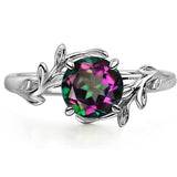 Sterling Silver Round Shaped Gemstone Branch Ring