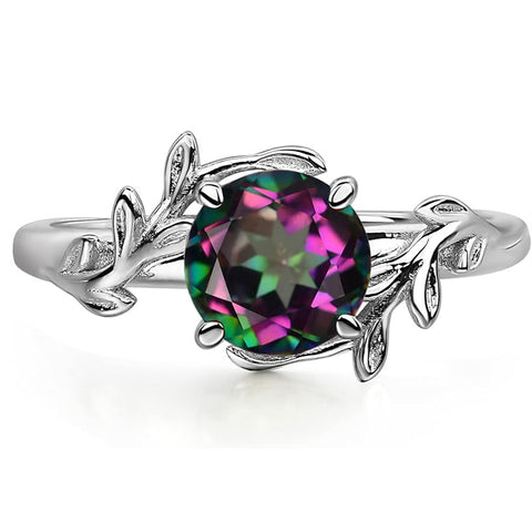 Sterling Silver Round Shaped Gemstone Branch Ring