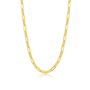 18K Solid Gold Paperclip Chain Necklace Paperclip Chain Necklace For Women Girls Gift