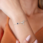 Sterling Silver Personalized Birthstone Hummingbird Bracelet