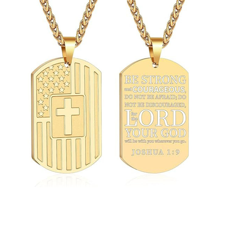 Stainless Steel American Dog Tag Pendant Necklace for Men