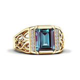 Sterling silver 10K 14K 18K Gold Emerald Cut 4 Carat Mens Gemstone Engagement Ring Promise Ring for Men