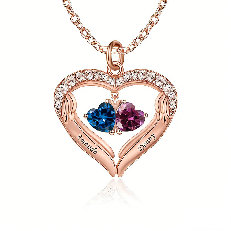 Copper Sterling Silver Simulated Birthstone Name Pendant Necklace for Mom