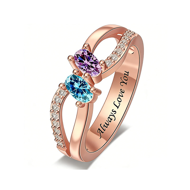 Copper Sterling Silver Personalized 1-6 Simulated Birthstones  Infinity Family Ring for Women