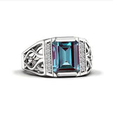 Sterling silver 10K 14K 18K Gold Emerald Cut 4 Carat Mens Gemstone Engagement Ring Promise Ring for Men