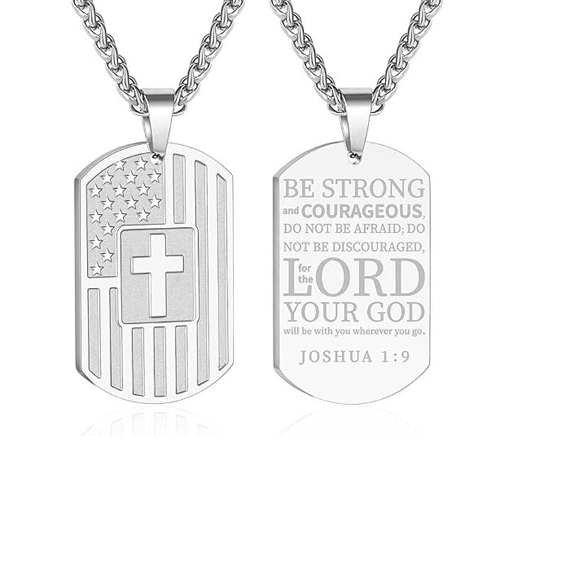 Stainless Steel American Dog Tag Pendant Necklace for Men