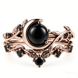 Sterling Silver 10K  14K  18K Gold 1CT-4CT Black Onyx Engagement Ring Gothic Wedding Promise Ring