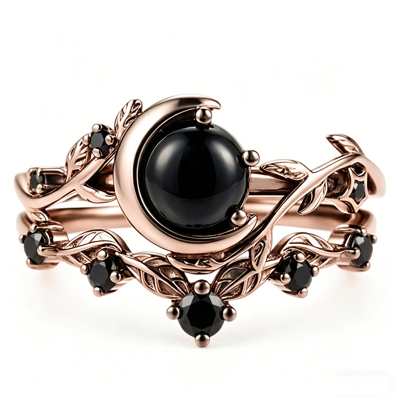 Sterling Silver 10K  14K  18K Gold 1CT-4CT Black Onyx Engagement Ring Gothic Wedding Promise Ring