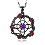 Sterling Silver Black Heart Skeleton Birthstone Necklace With Engraved Halloween Gift