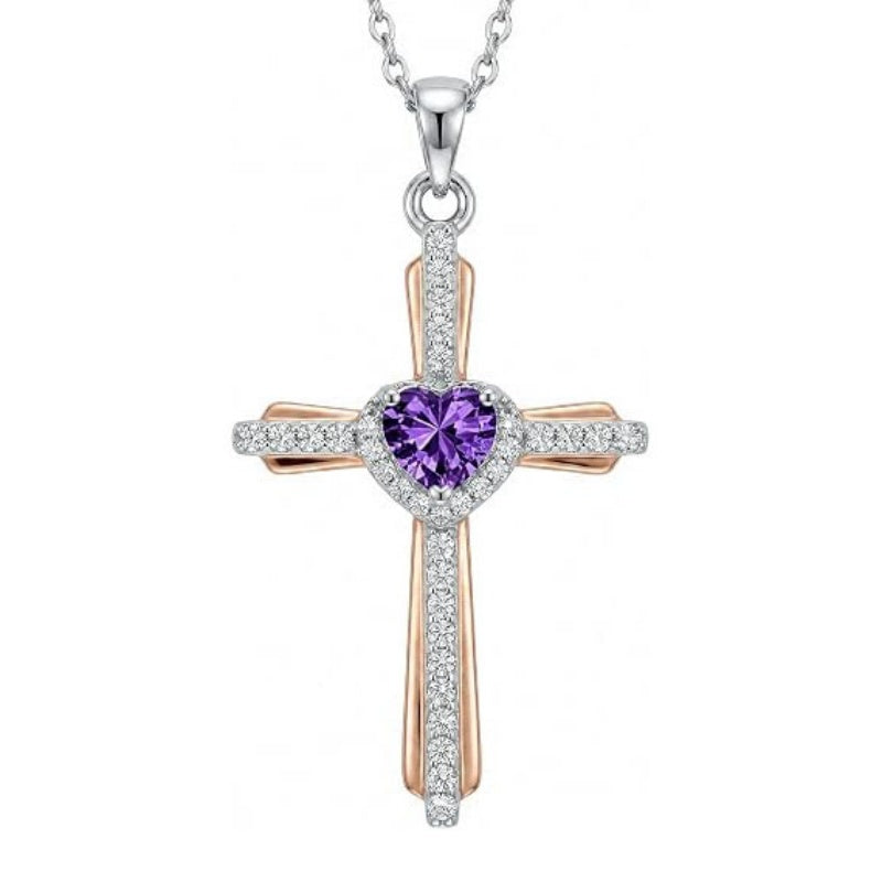 14K Gold Plated Birthstone Cross Necklace for Women  Protection Jewelry