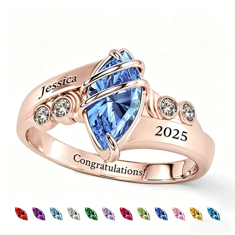 Sterling Silver Personalized Graduation Ring for Class of 2026