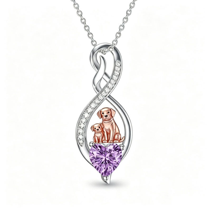 Sterling Silver 12 Month Birthstone Infinity Heart Animal Pendant Necklace Christmas Birthday Jewelry Gift