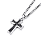 Mens Stainless Steel Cross Pendant Necklace Flower Basket Chain