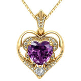 14K Gold Plated Birthstone Double Heart Pendant Necklace Love Jewelry Anniversary Birthday Mother's Day Valentine's Day Gift
