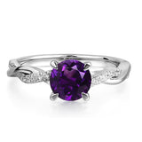 Sterling Silver 7x7mm Round Cut Gemstone Twist Infinity Engagement Ring for Women