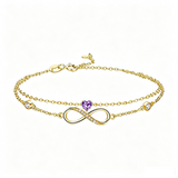 14K Gold Plated Birthstone Infinity Double-Layer Braceletfor Women